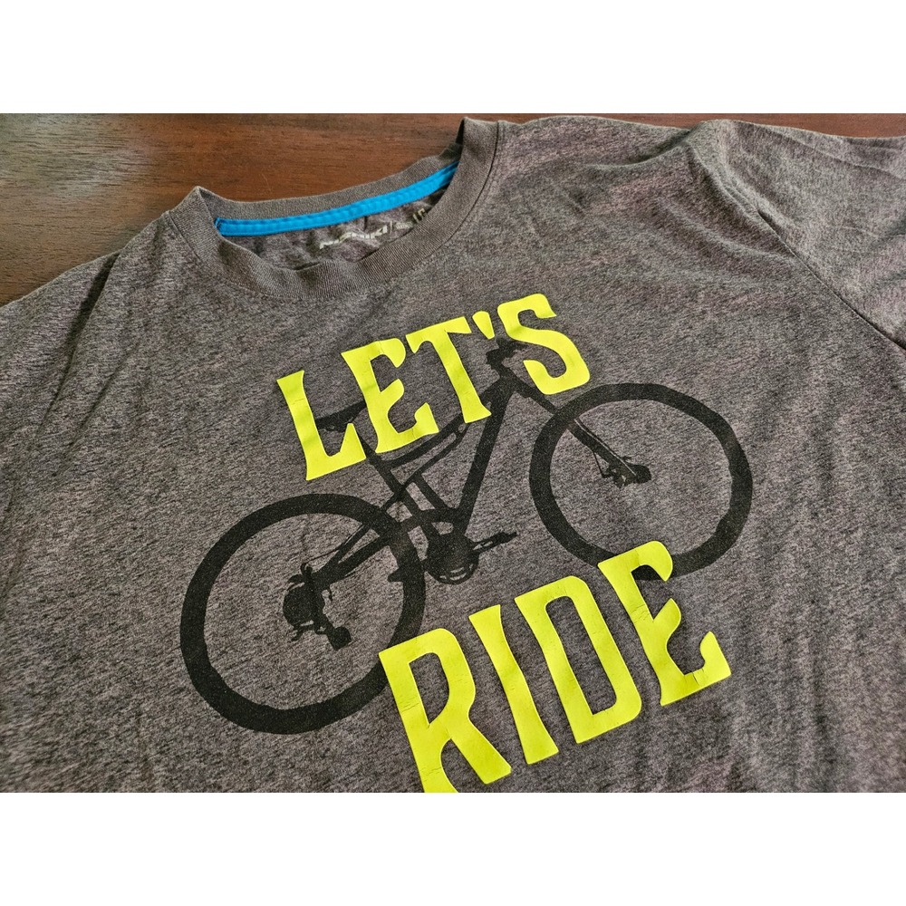 Nishiki Graphic Tee Mens Large Gray Lets Ride Bicycle Short Sleeve Shirt